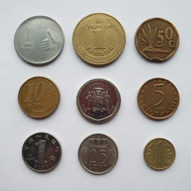 №1 Набор монет разных стран происхождения, 9 штук 